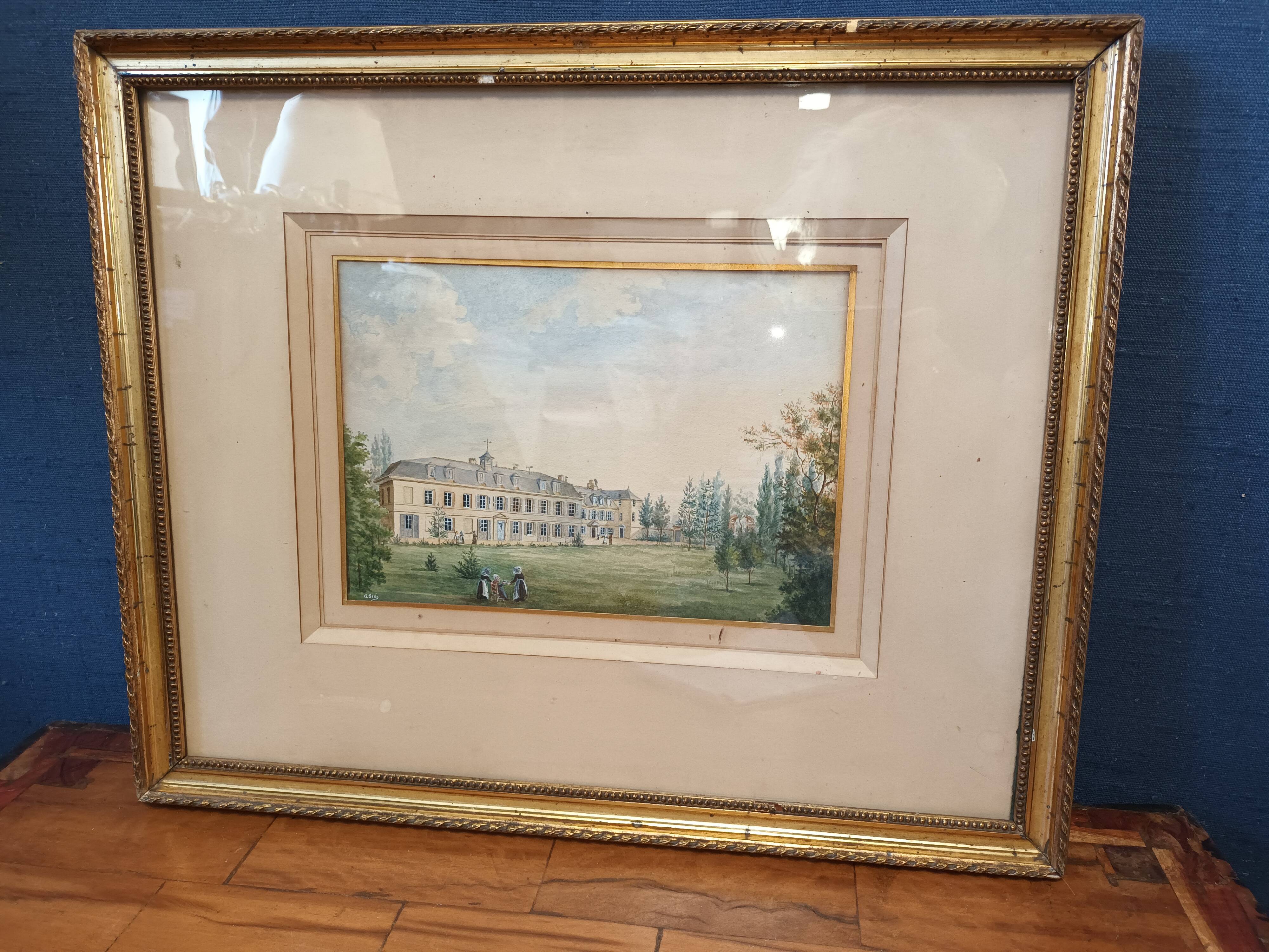 Colorful antique engraving G.Gré