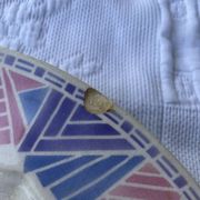 Plat à tarte ou de service HBCM modèle Dolly 1930 bleu/rose