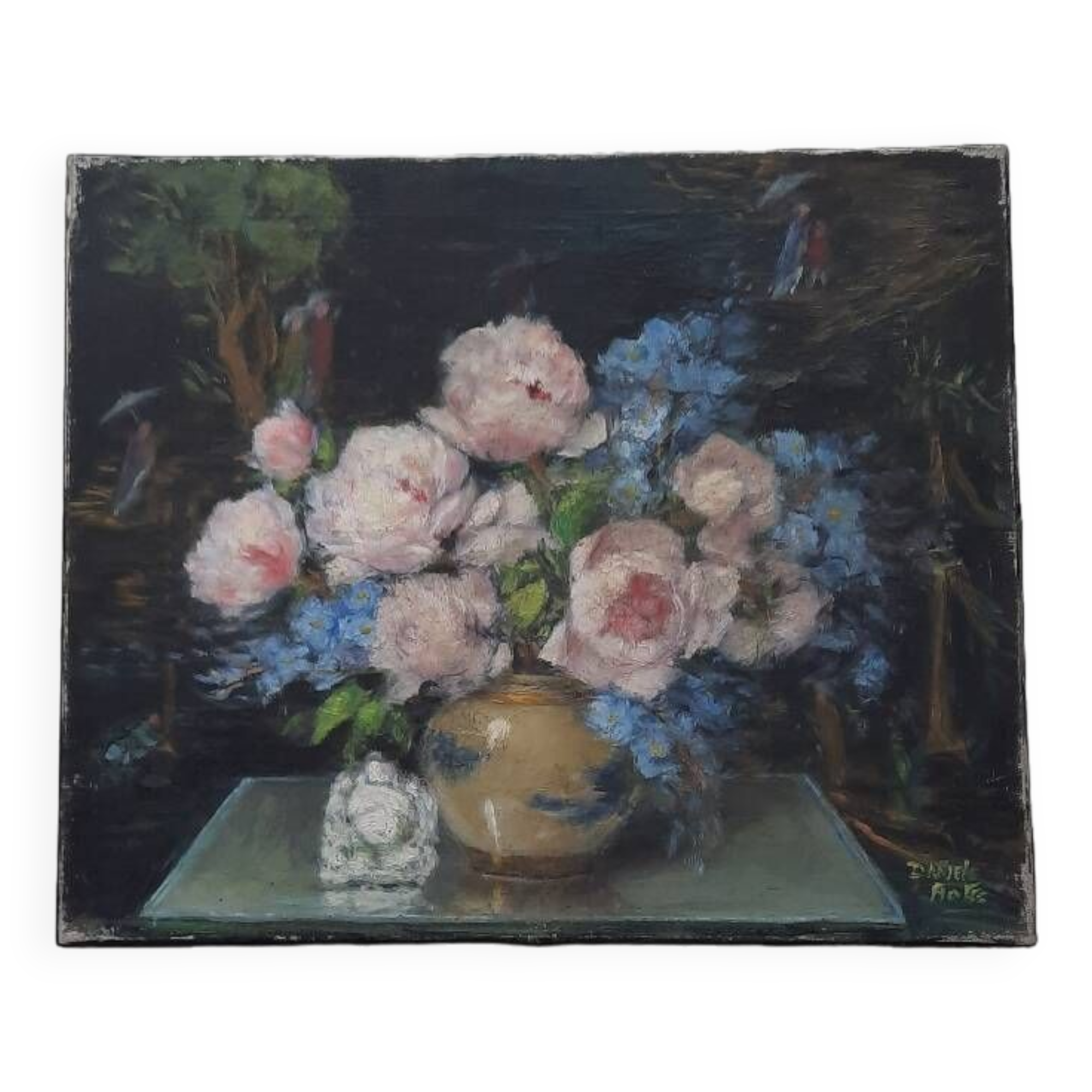 Chinese shadow painting and old roses