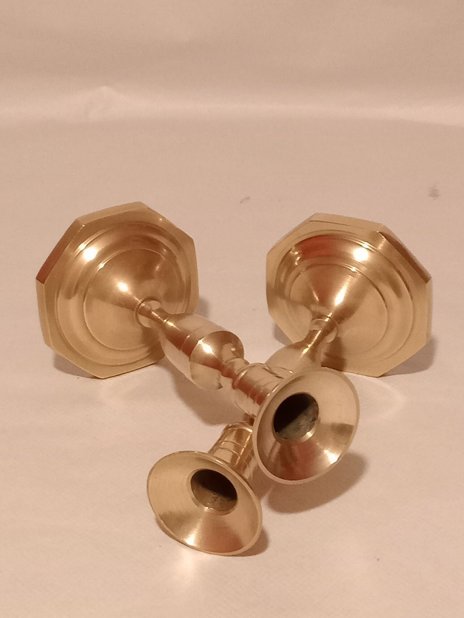 Pair of brass candle holders from the 50s