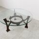 Table basse fleurie en acier sculpté, années 1970