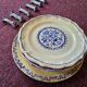 Lot 6 assiettes anciennes plates faïence dépareillées ton bleu vif et