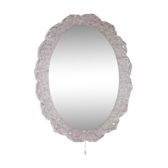 Oval Bathroom wall mirror with lighting and plexiglass edge from Hillebrand