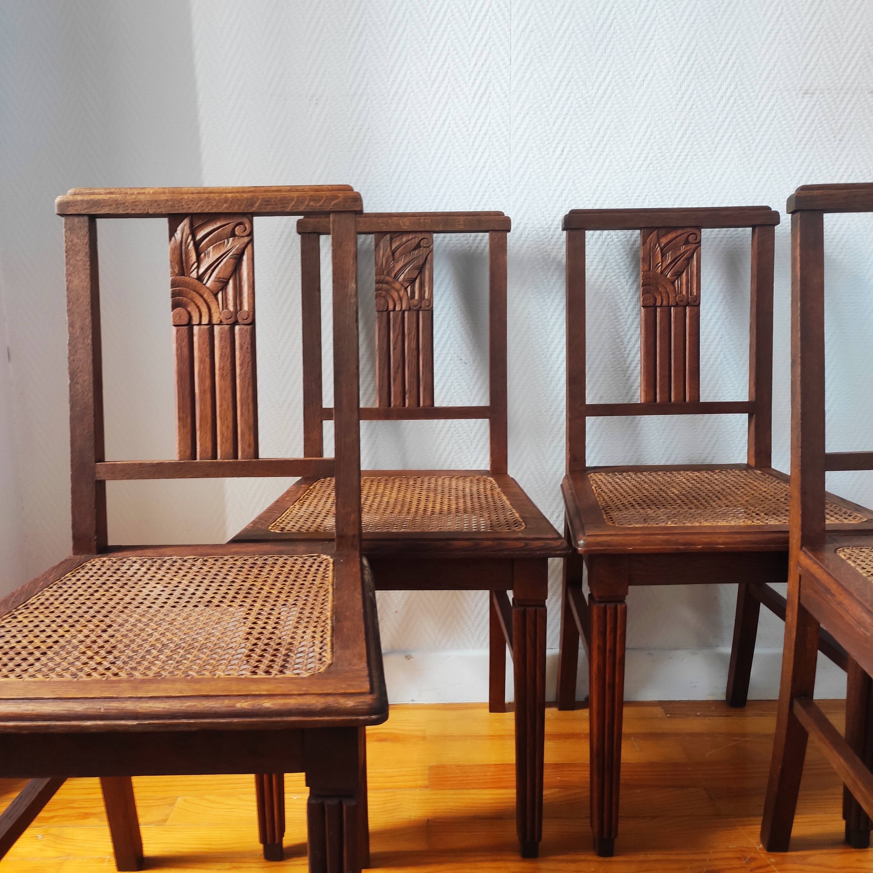 Art Deco chairs in new caned oak