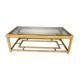 Table basse rotin plateau verre vintage 1970