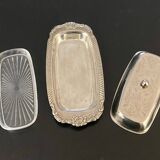 1 stainless steel butter dish and its cup