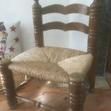 Straw wood chair Charles Dudouyt style 1940