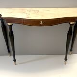 Canaletto Walnut and Beech Console with a Marble Top attr. to Paolo Buffa