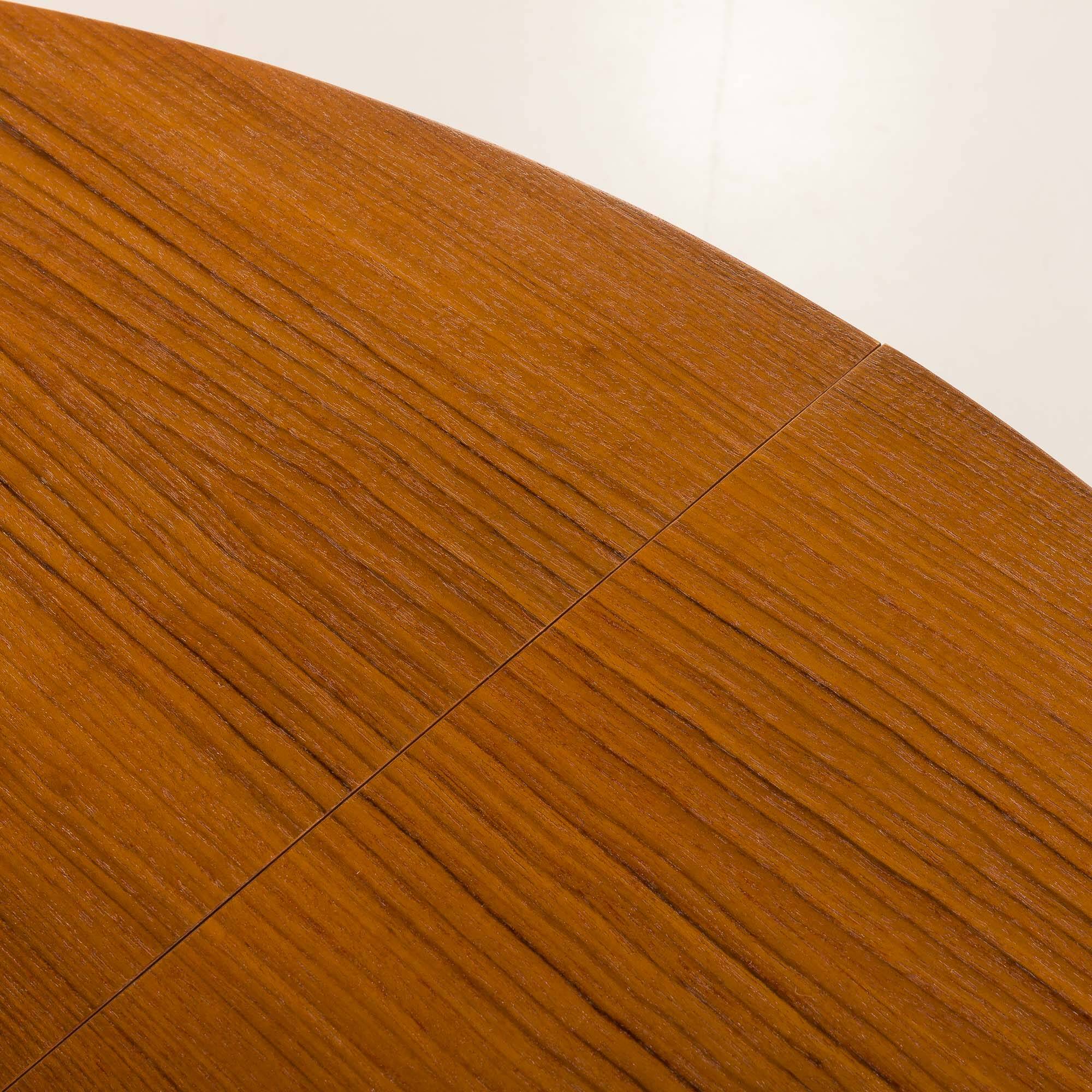 Italian mid-century round extension teak table with brass details, 1960s