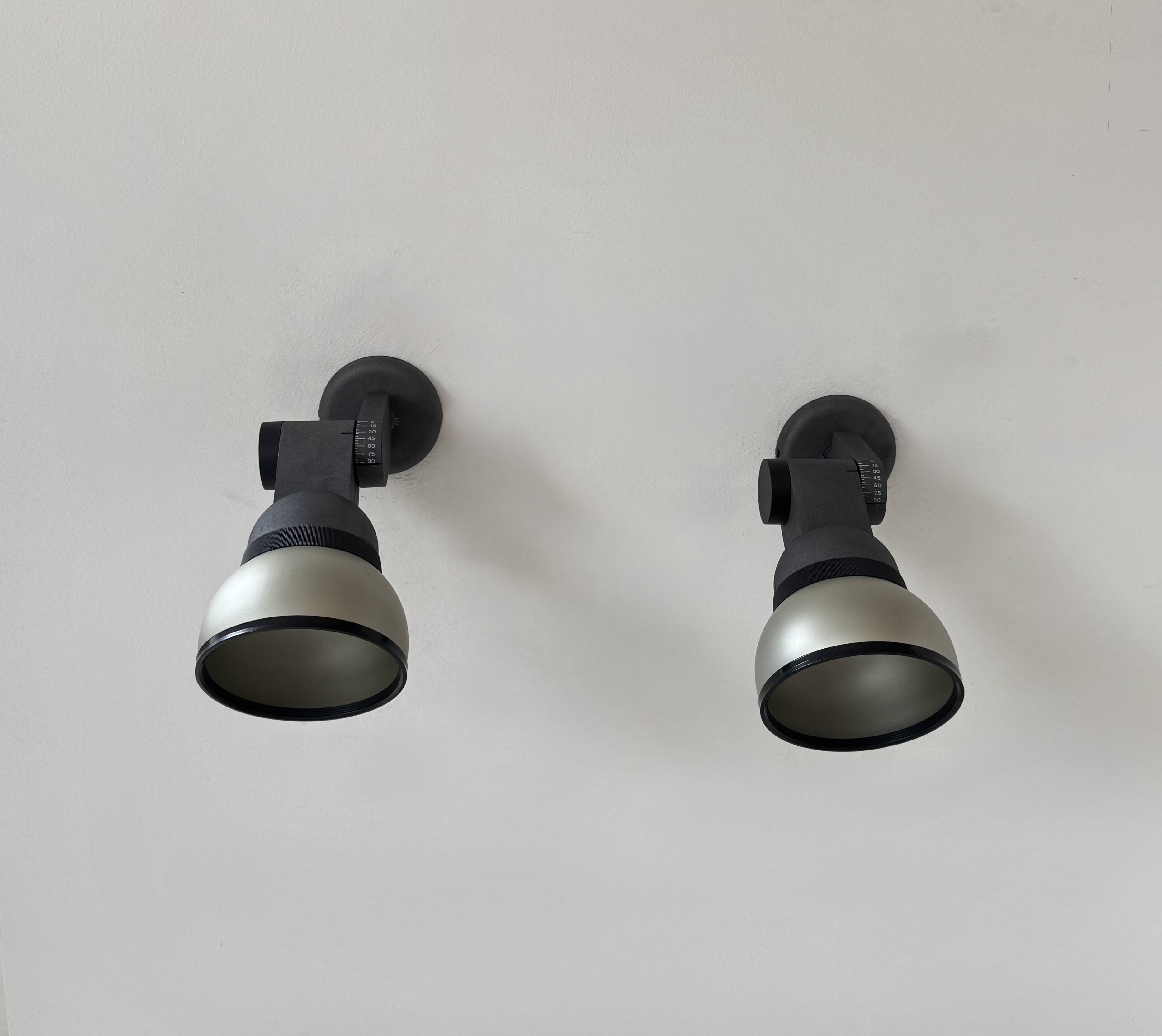 Pair of adjustable vintage wall lights, lacquered metal, Lita France 1980