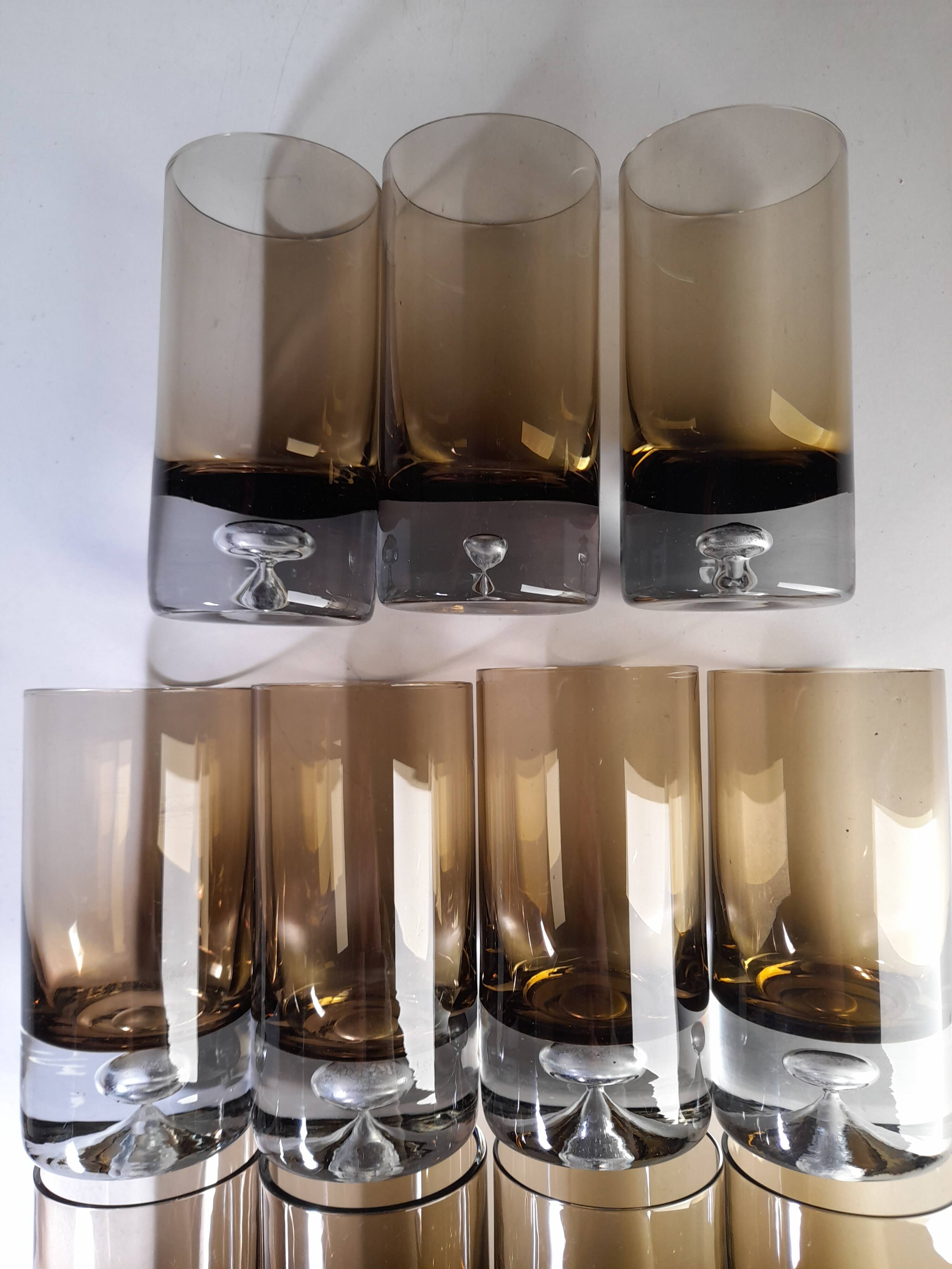 Set of 11 glasses, design by Roland Pösch Gral Glas, vintage 70s.
