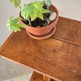 Vintage solid oak saddle plant holder