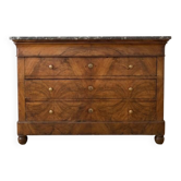 Antique walnut commode with marble top