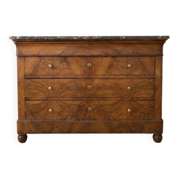 Antique walnut commode with marble top