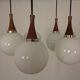 Danish Glass and Rosewood Cascade Ceiling Lamp, 1960s