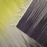 Modern Green Black Wool Kilim Area Rug Handwoven Abstract Rug- 122x183cm