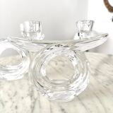 Pair of crystal candlesticks from Vannes 1960