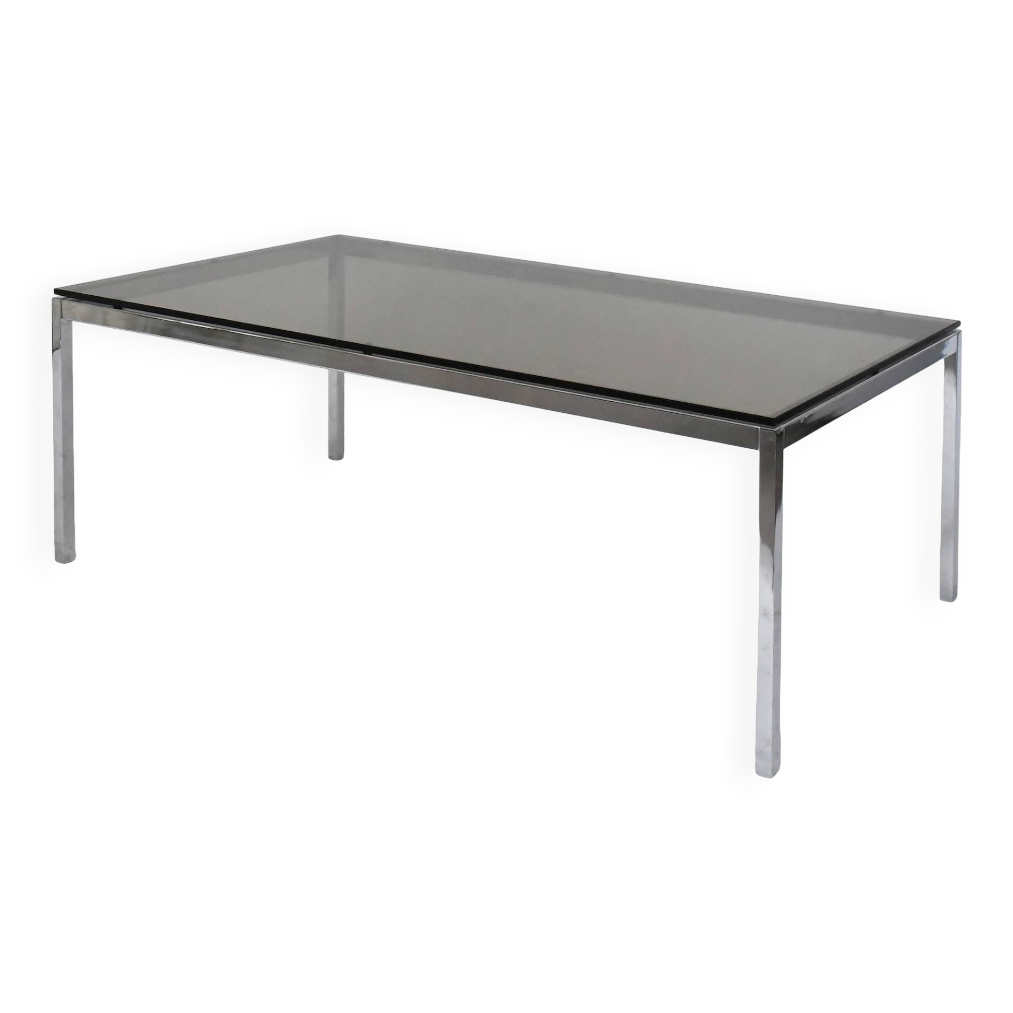 Coffee table in chrome steel and glass by Florence Knoll