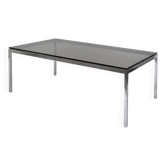 Coffee table in chrome steel and glass by Florence Knoll