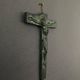 20th century bronze crucifix with green patina in the style of the Haute Epoque