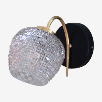 Wall lamp gooseneck brass globe glass diamond tip