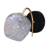 Wall lamp gooseneck brass globe glass diamond tip