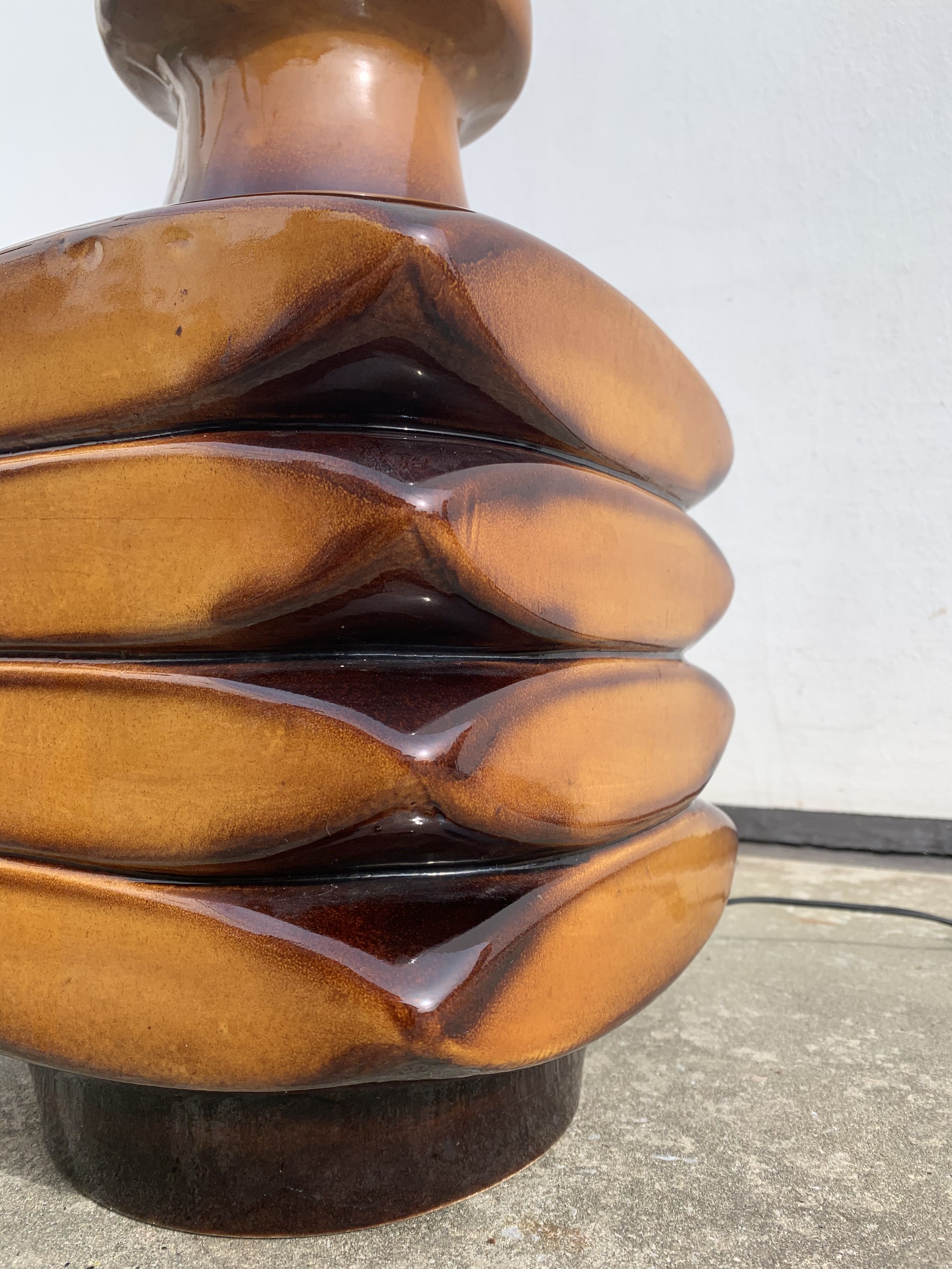Cari Zalloni yellow brown ceramic lamp foot 1970