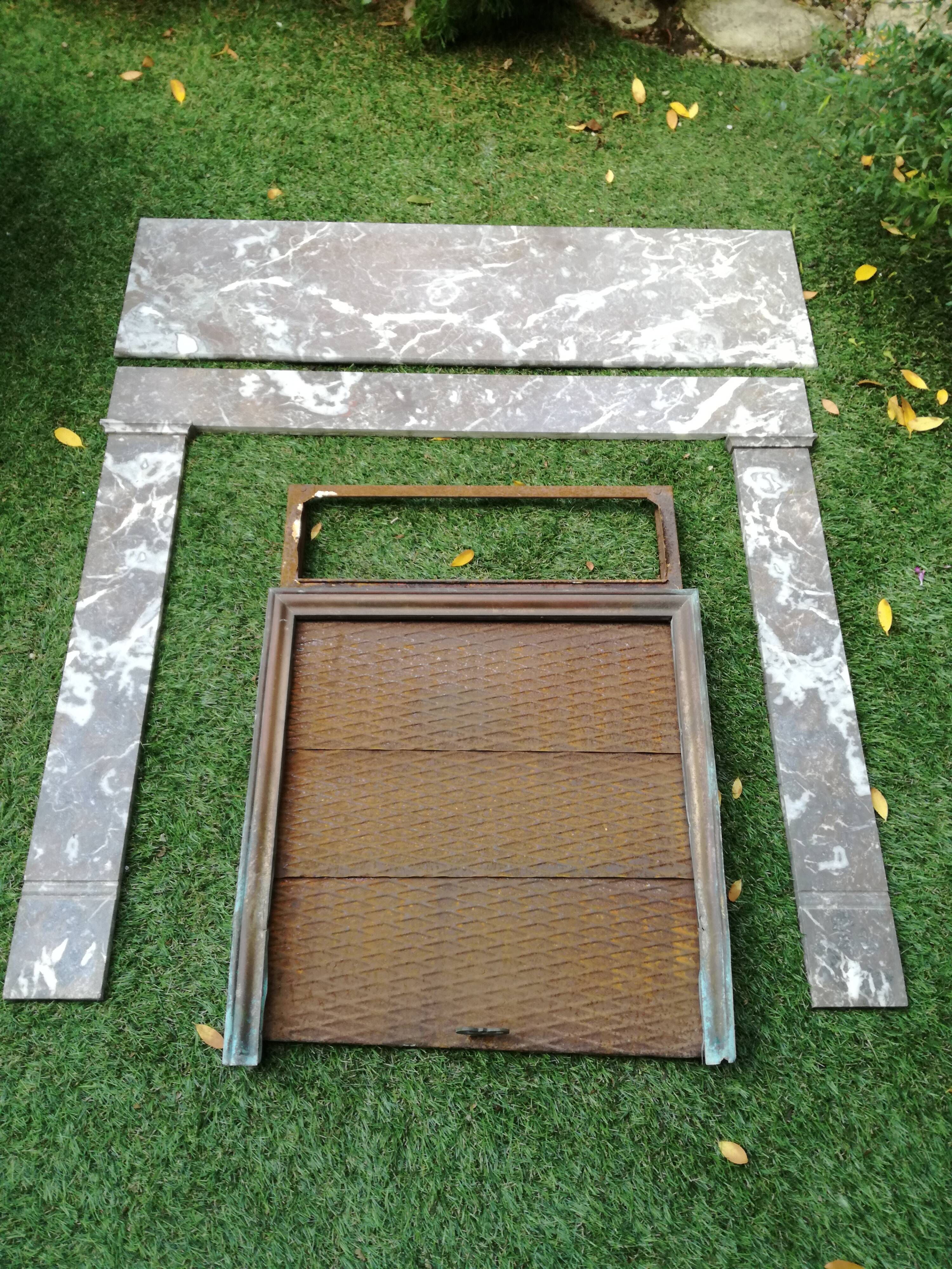 Grey marble fireplace