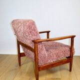 GFM-142 armchair designed by Edmund Homa from the 70s, pink long hair - 2 pieces available