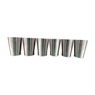 Series of 6 Gallia silver metal cocktail glasses.
