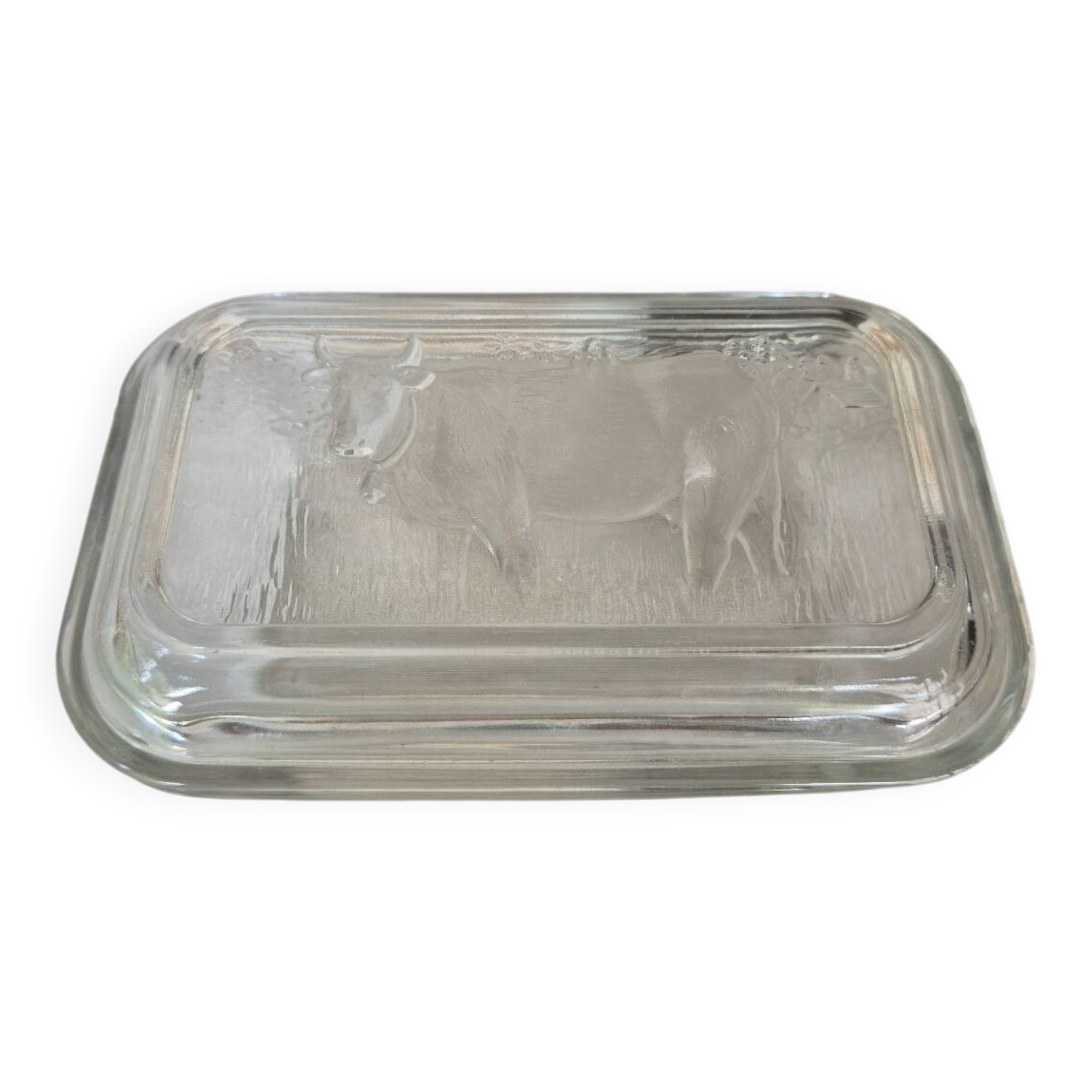 Molded glass butter dish