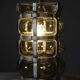Vintage brutalist lamp with double lighting, blown glass in a cage, 20th-century design.