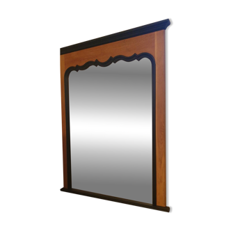 Large Trumeau Mirror XXL in Solid Oak and Black Cornice – 157x128