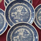 6 vintage english plates stafford shire asian pattern