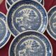6 vintage english plates stafford shire asian pattern