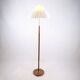 Lampadaire - Teck - Abat-jour plissé - Design danois - Années 1960
