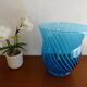 Blue spiral blown glass vase