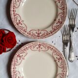Assiettes plates anciennes dépareillées en faïence terre de fer