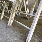 Extra folding chair / garden chair / vintage white lacquered solid wood office chair