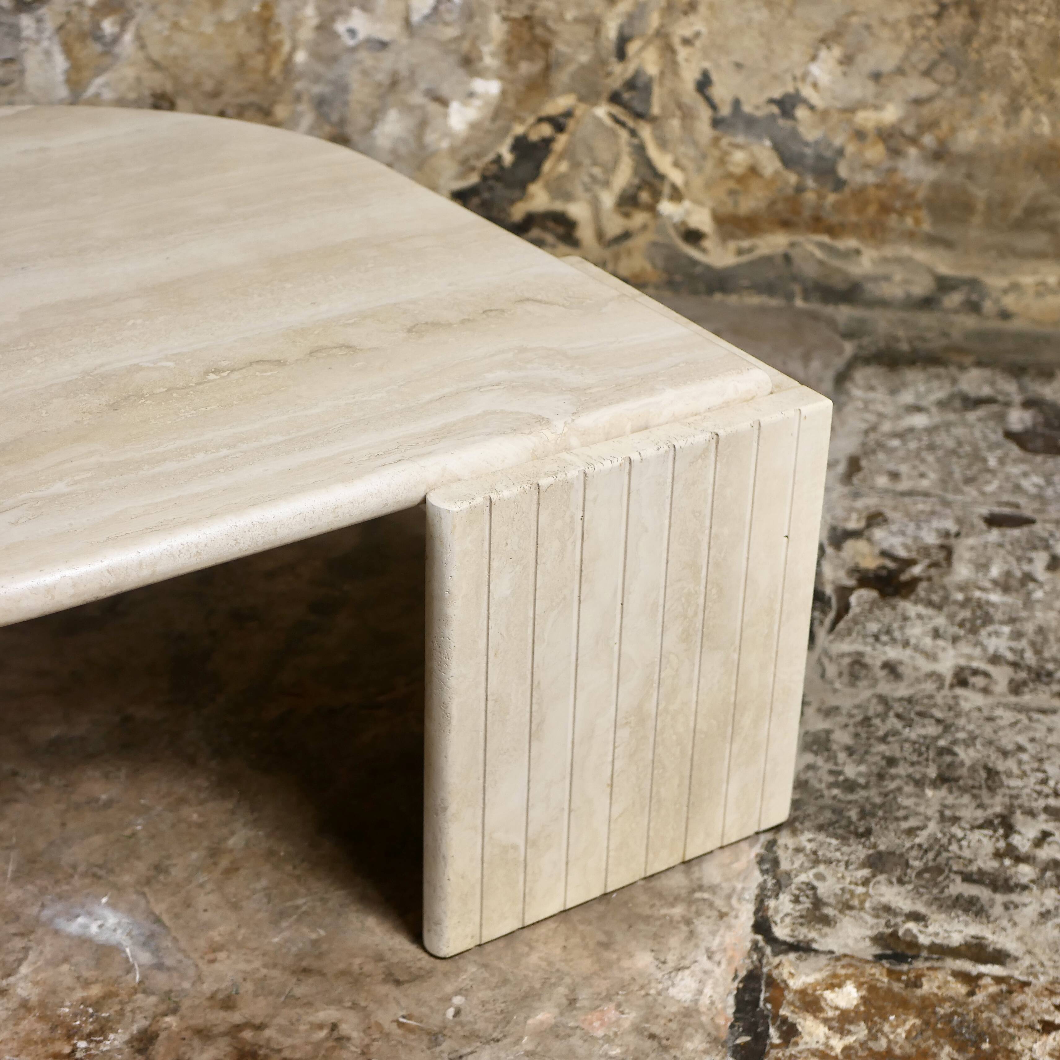 Travertine eye coffee table by Roche Bobois, 1970s