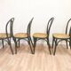 Set of 4 Vintage Gray Thonet Style Dining Chairs with Cane Seat