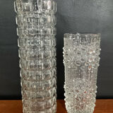 A pair of vintage rolled glass vases.