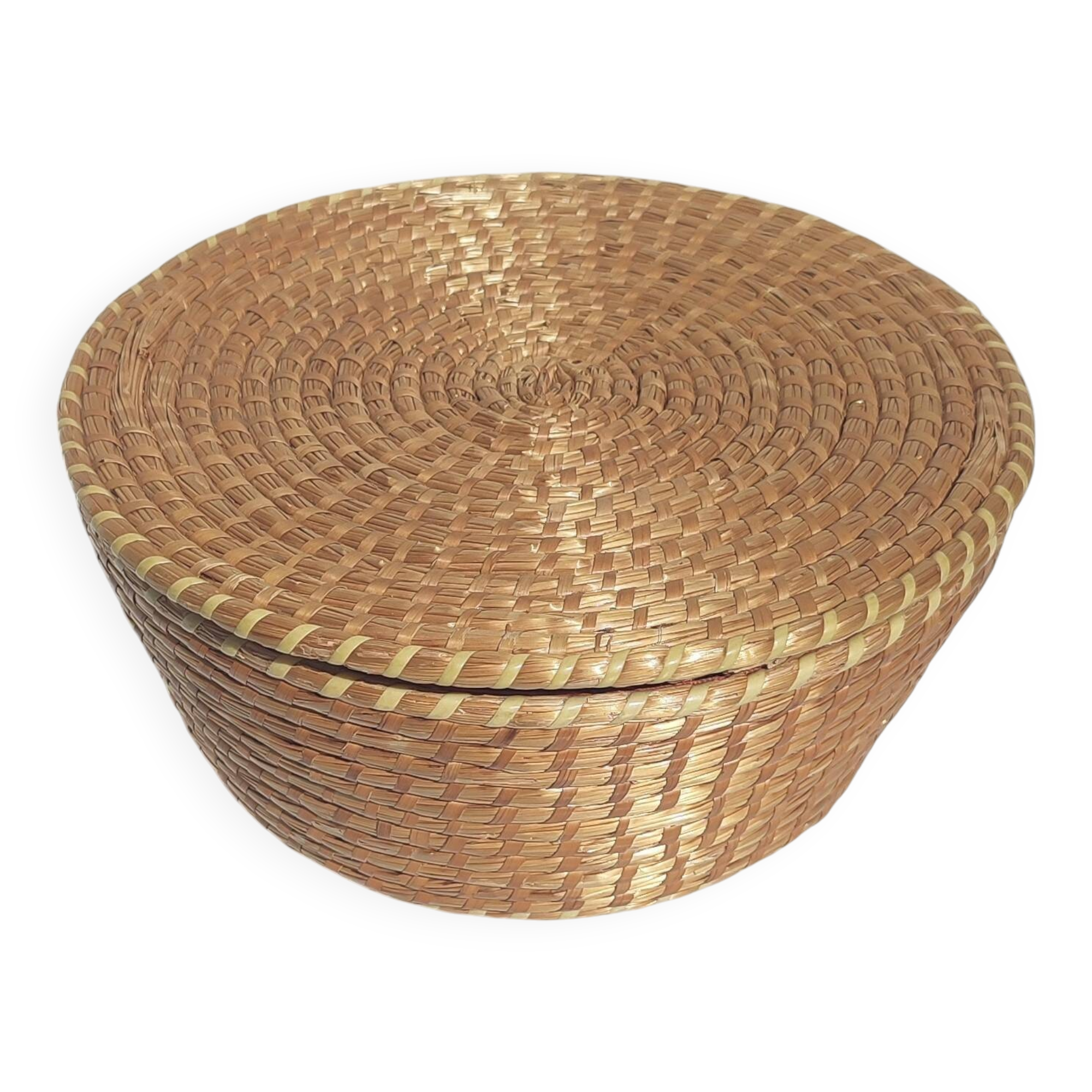 Vintage wicker and straw sewing basket