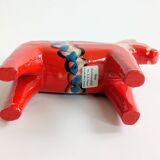 Set of 2 Vintage Swedish Dala Horses in Wood, Hand-Painted Red