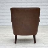 1960s, Danish armchair, furniture leather, ash wood legs.