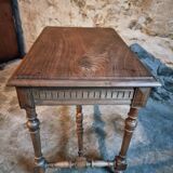 Vintage French writing table in walnut, 1930s.