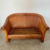 Old 2-seater rattan sofa Italian design from the 70s vintage