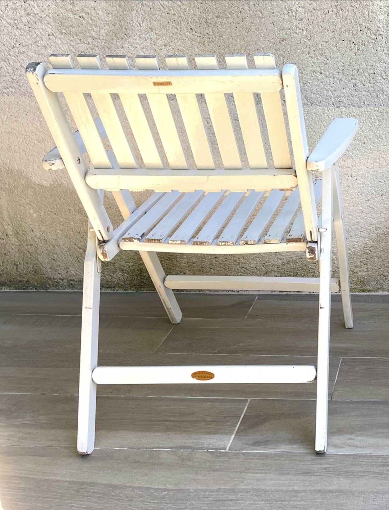 Pair of vintage wooden garden armchairs by r.gleizes