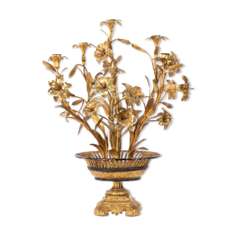 Flower candelabra, brass and gilded bronze, circa 1880