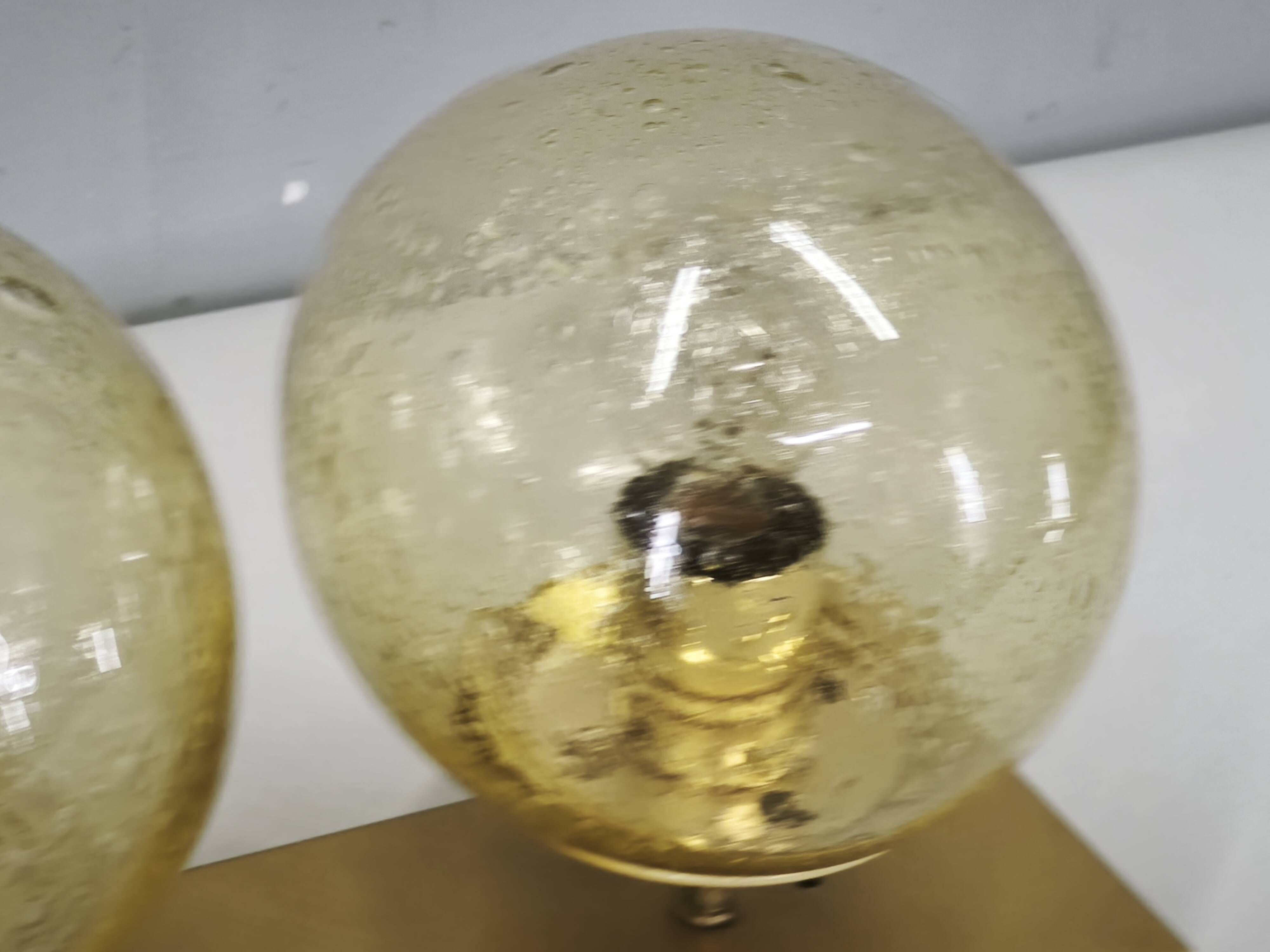 1970s Czech Space Age Double Wall Light with Amber Bubble Glass Globes